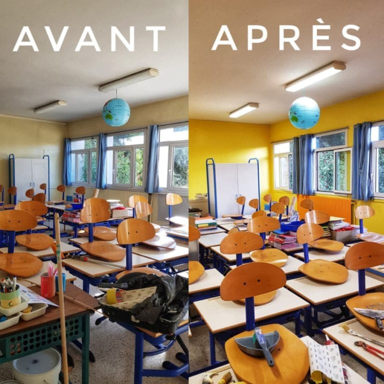 Project Deco Marseille Peintre Peinture BTP réalisation avant/après salle de classe